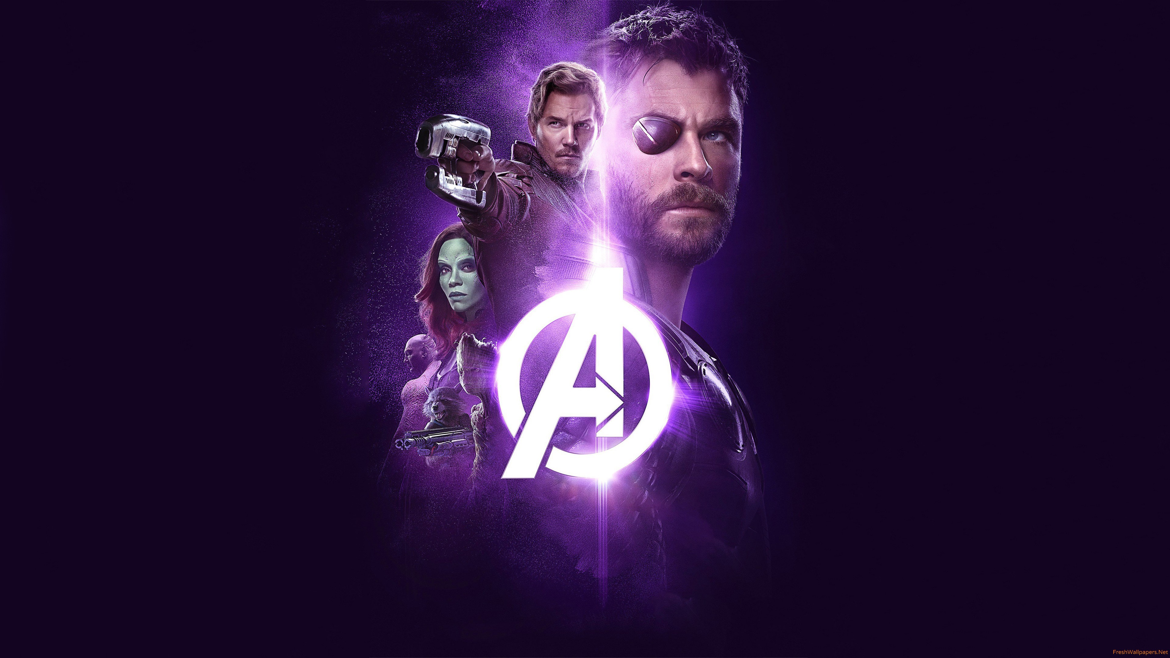 Avengers Infinity War Thor Groot Rocket Star Lord Gamora 4k Wallpaper Download High Resolution 4k Wallpaper