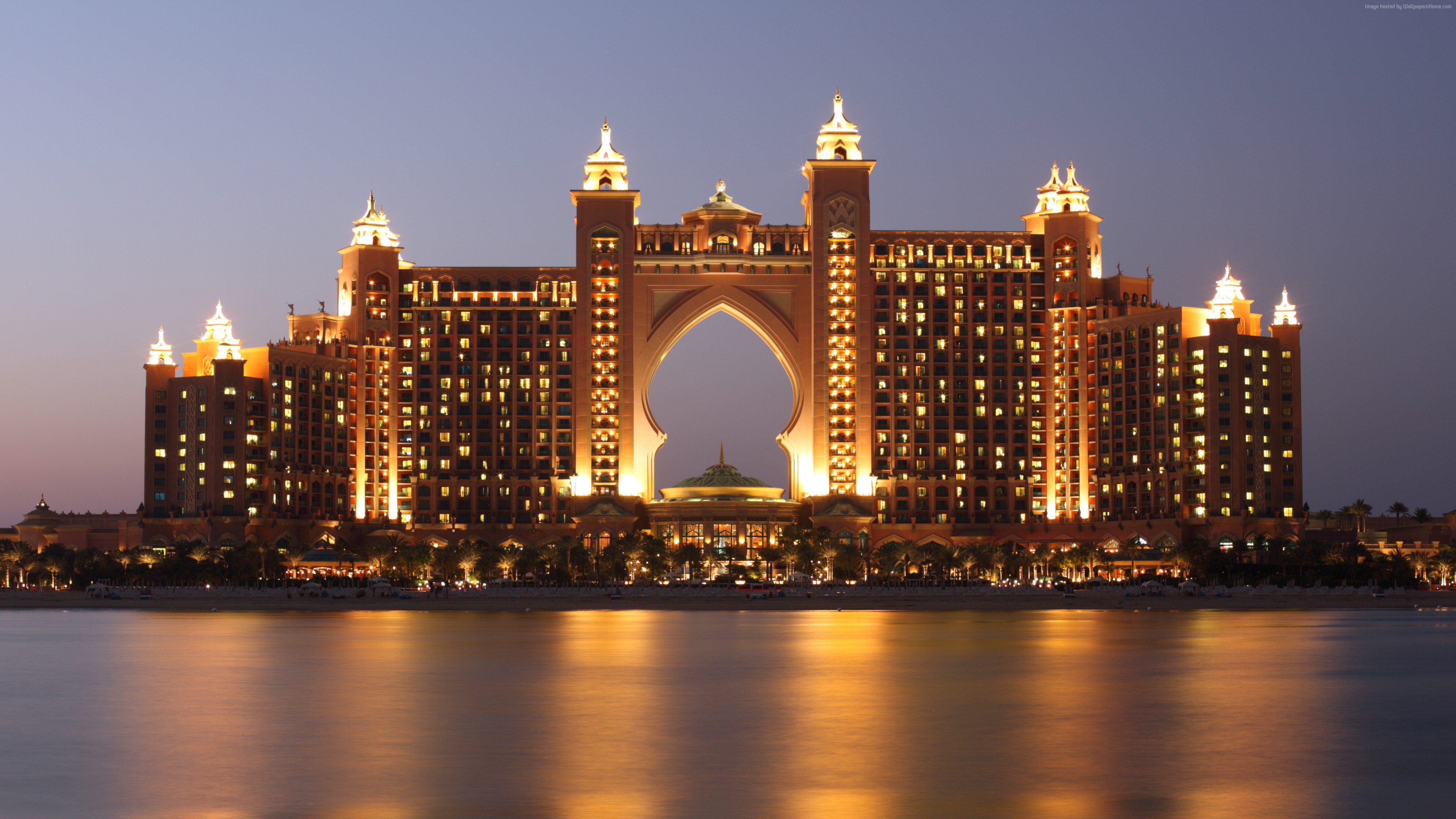 Wallpaper Atlantis Dubai Hotel Night Resort Sea Ocean Water