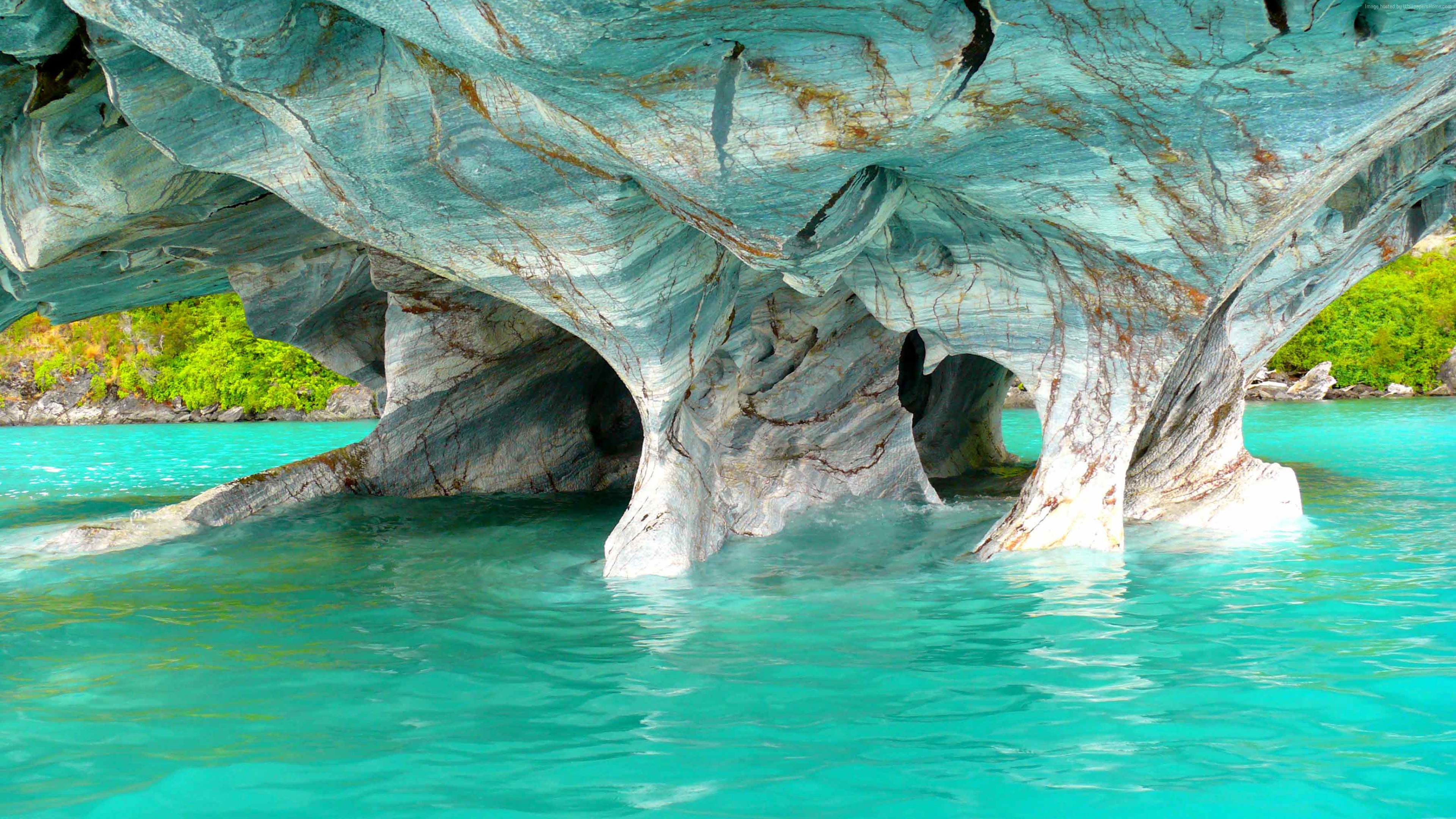 Wallpaper Marble caves, Chile, ocean, 4k, Nature Wallpaper ...