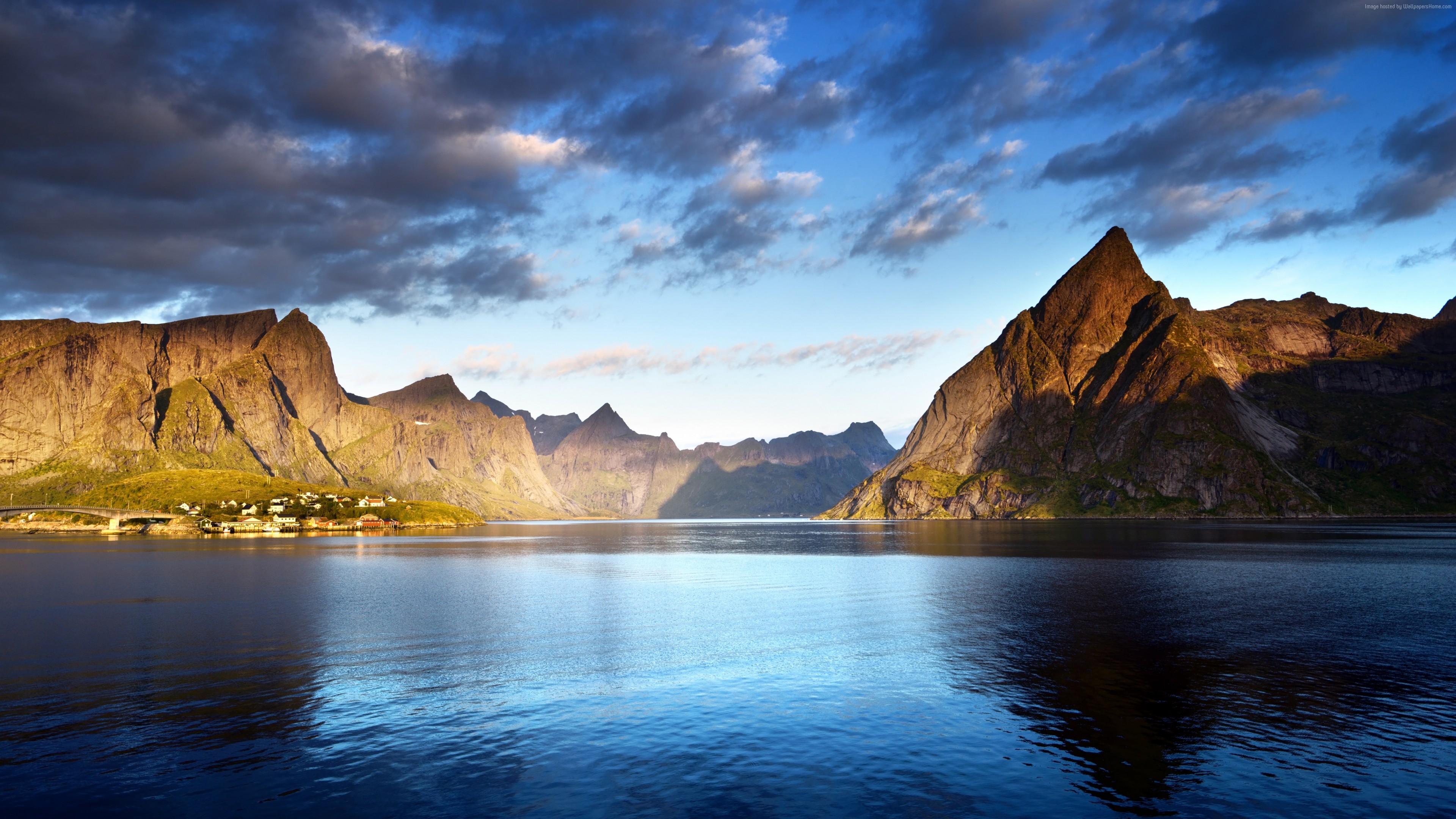 Wallpaper Norway, Lofoten islands, Europe, Mountains, sea 
